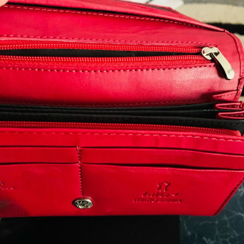 Lavor leather wallet new, large size, red color