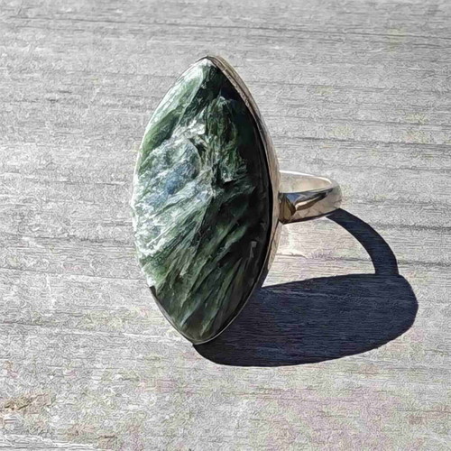 Silver ring with Seraphinite, new, size 6.5