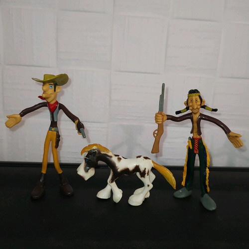 Lucky Luke '70 figures used, pack of three, soft plastic