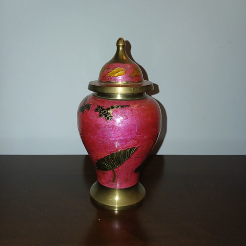 Vintage Cloisonne Vase with Lid in Like New Condition