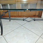Glass table with solid legs new, Hatzioannou design