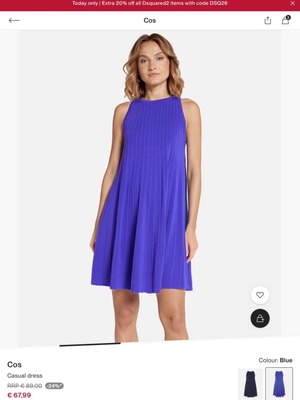 COS ribbed knit dress royal blue like new, size S