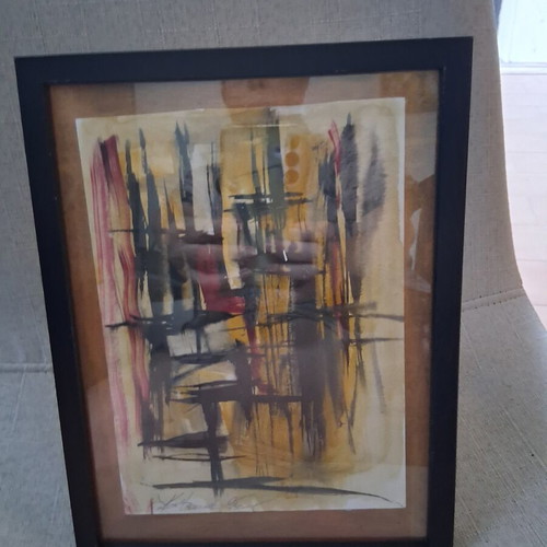 Painting "Dead Nature" expressionist, like new, signed, framed 20×26cm