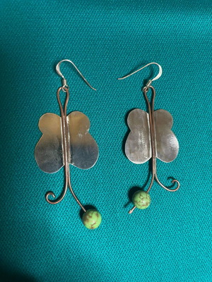 Silver butterfly earrings new, 925 silver, semi-precious stone