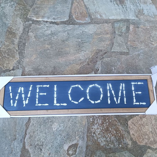 Wooden Welcome Sign with Fish Coastal Design new