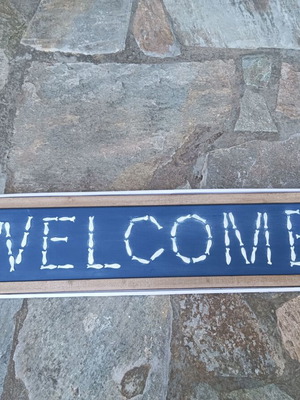 Wooden Welcome Sign with Fish Coastal Design new