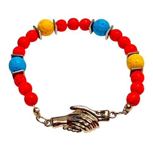 Handmade bracelet with lava, hematite semi-precious stones and steel magnetic clasp