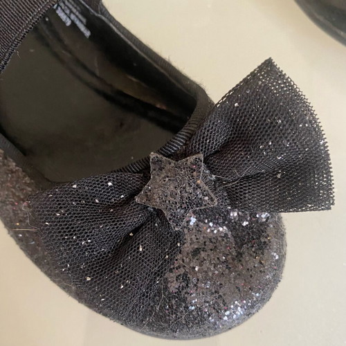 H&M kids black ballerina shoes with glitter like new