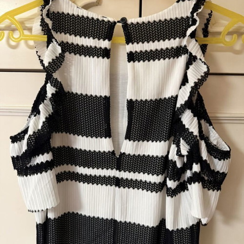 Zara mini dress with cold shoulders, used, black and white