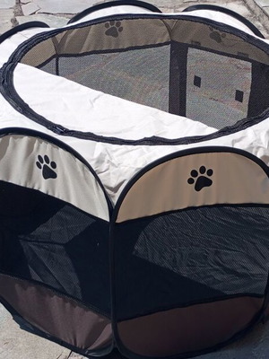 Dog Playpen Brown Beige 91x91x58cm