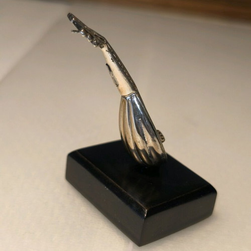 Mandolin miniature used, silver 899°, handmade with wooden base