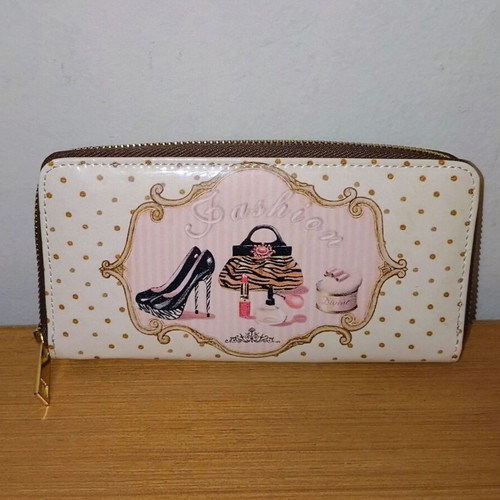 Accessorize women's clutch wallet vintage style new, beige and pink