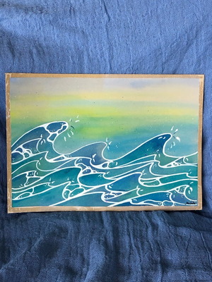 Watercolours art aquarelle new, waves 21x29