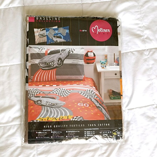 Single bed sheet set new 100% cotton with car figures and 1 pillowcase