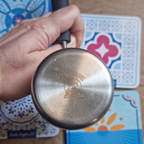 Loumidis set with stainless steel briki, coffee cup and coasters