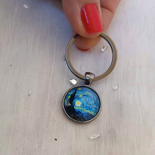 Starry Night keychain new stainless steel