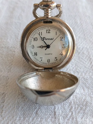 Pierrat quartz pocket watch ball-shaped like new, silver