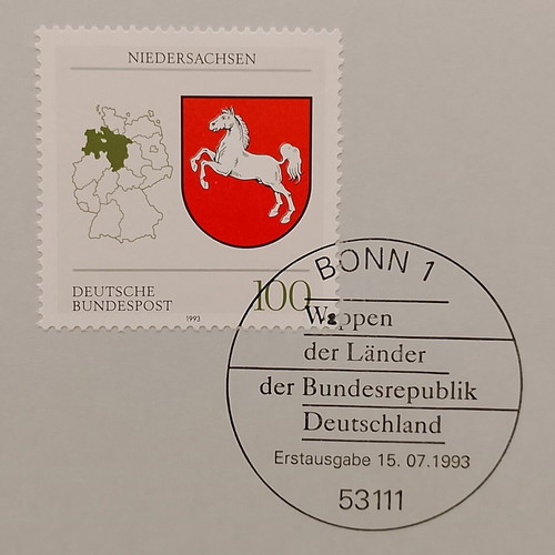 German stamps sheet of 25, like new, first day Bonn postmark 1993