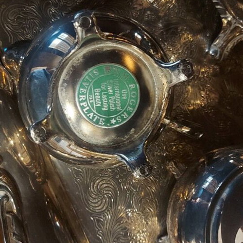 Rogers Silverplate vintage tea and coffee set used, complete with tray
