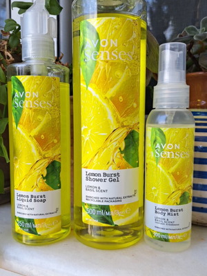 Avon Senses Lemon Burst shower gel, liquid soap and body mist new
