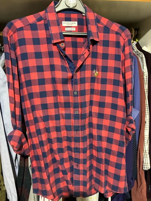 Ανδρικό πουκάμισο Polo U.S. Polo Assn. κόκκινο σαν καινούργιο, μέγεθος L