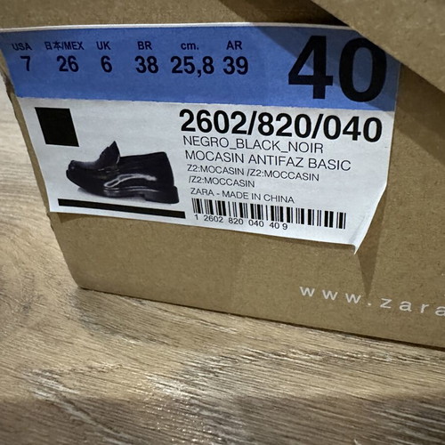 Zara men's shoes size 40, black loafers