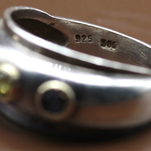Silver gold ring 925/14k used, size 60