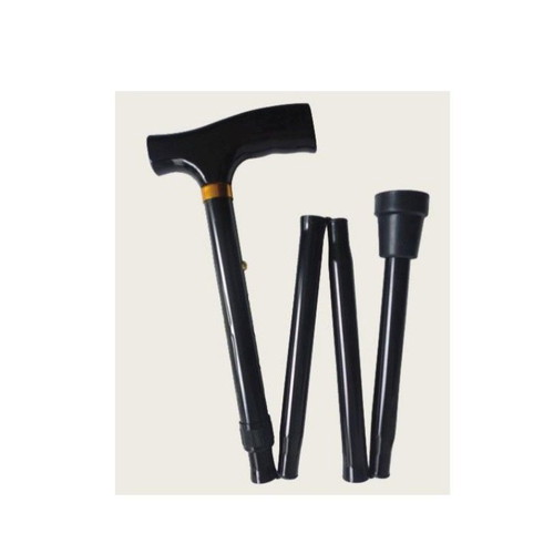 Black folding cane new with adjustable height