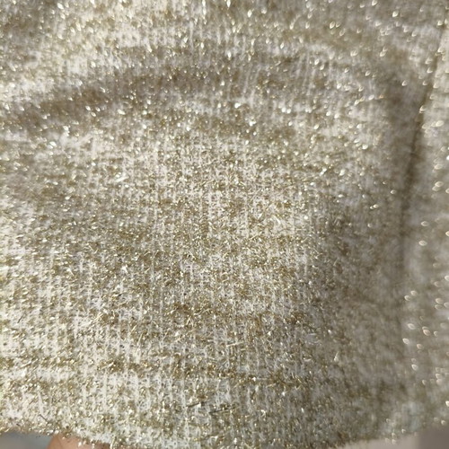 Handmade Gold Mini Tweed Lurex Shift Dress Size S/M new