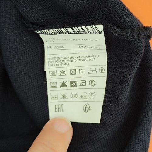 Polo United Colors of Benetton navy blue men's size L used, 100% cotton