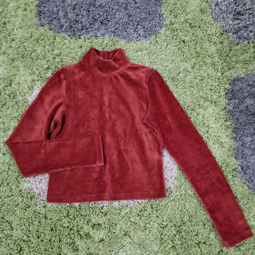 Edited velvet high neck top size S like new, brick red
