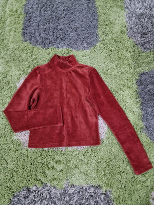 Edited velvet high neck top size S like new, brick red
