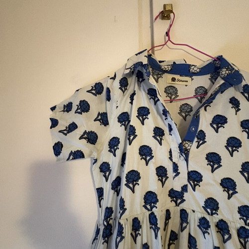 Karavan dress with pattern like new, white and blue
