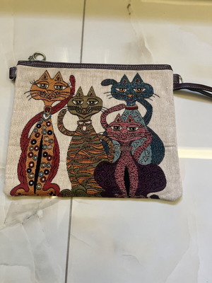 Toiletry bag like new, summer clutch with cat design