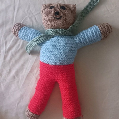 Knitted teddy bear handmade used