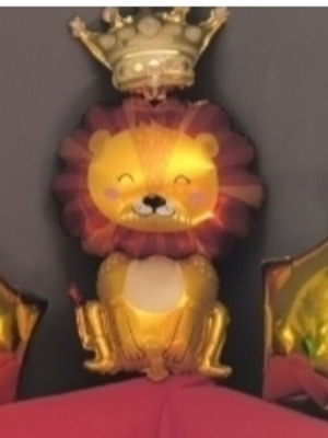 Foil balloons for birthday party, stars, number two, lion with crown
