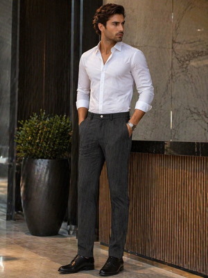3Guys men's summer pants black with thin stripes, new