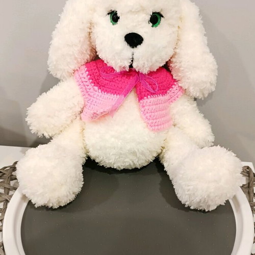 Handmade knitted puppy made to order with plush yarn