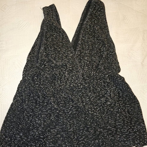 Pullbear women's medium blouse like new, black with silver thread