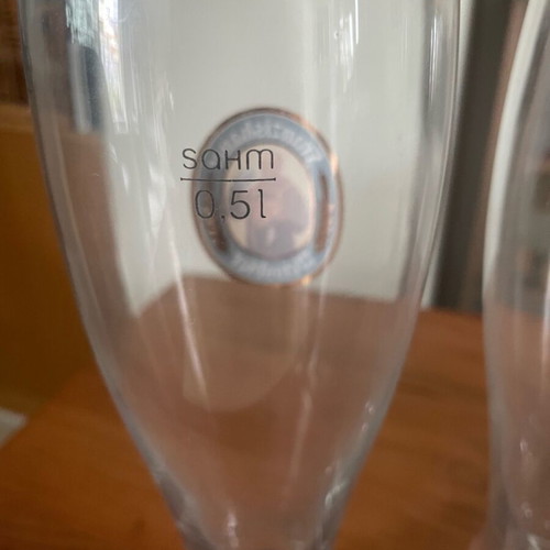 Franziskaner beer glasses used with label wear