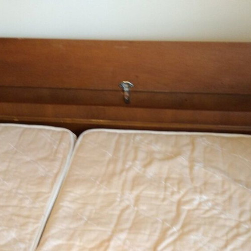 Wooden double bed used 220x158 cm with storage headboard
