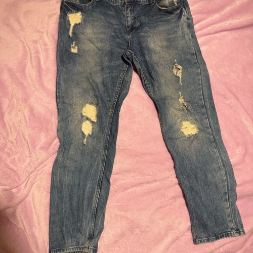 Tally Weill boyfriend jeans like new with rips, blue, size XL