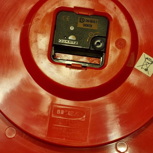 Vintage IKEA Tajma red plastic wall clock used, analog