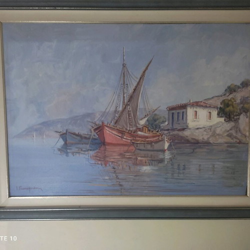 Oil painting I. Giannopoulos like new, seascape 83x63 cm