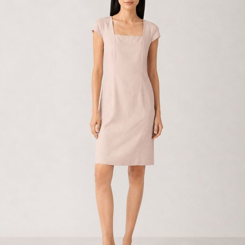 Rodika Zanian pink linen blend dress size 42 like new