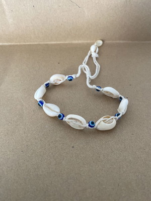 Boho bracelet with natural shells and evil eye beads, like new