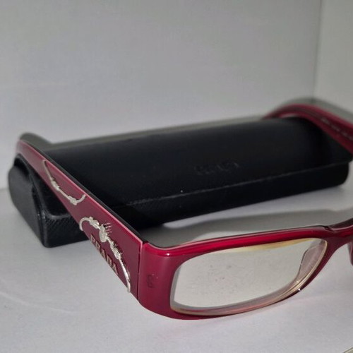 Prada VPR 071 red eyeglasses vintage Y2K Bayonetta style, like new