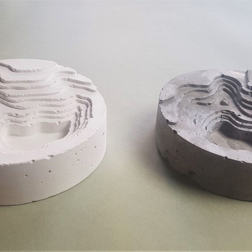 Handmade white concrete decorative piece, minimal decor base for air plants