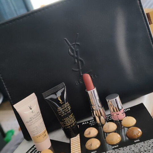 Yves Saint Laurent new makeup set with leather pouch and foundation samples