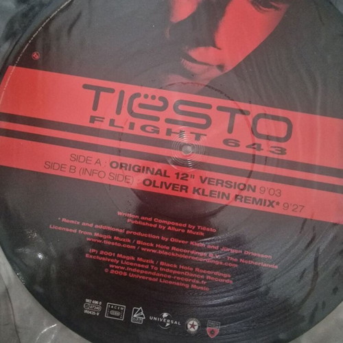 Tiesto Flight 643 Picture Vinyl in excellent condition